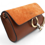  Chloe Suede Calfskin Faye Wallet On Strap Tan 