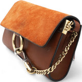  Chloe Suede Calfskin Faye Wallet On Strap Tan 
