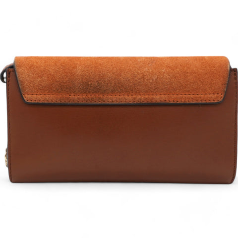  Chloe Suede Calfskin Faye Wallet On Strap Tan 