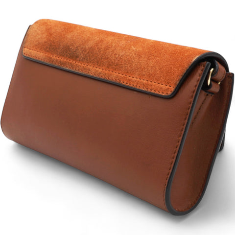  Chloe Suede Calfskin Faye Wallet On Strap Tan 