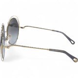Chloe Sunglasses Round Large Size Frame Gold Black 