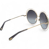 Chloe Sunglasses Round Large Size Frame Gold Black 