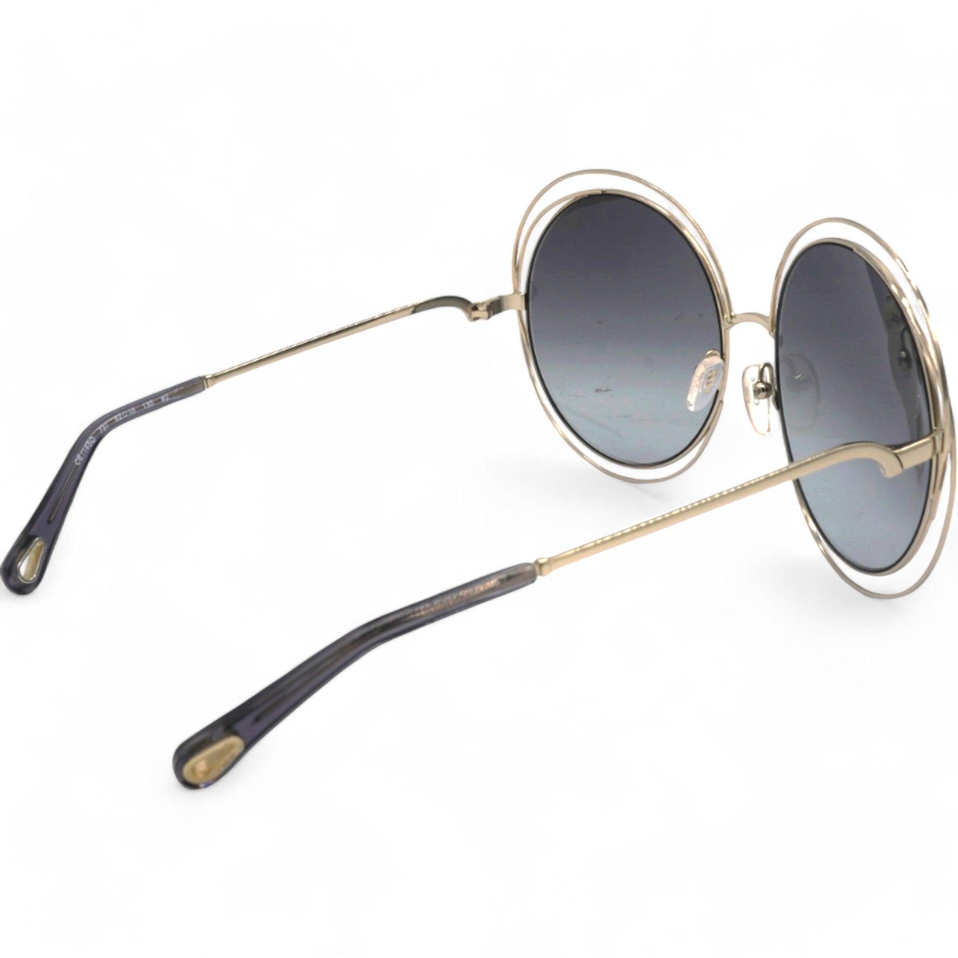 Chloe Sunglasses Round Large Size Frame Gold Black 