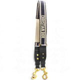 Christian Dior Adjustable Shoulder Strap with Ring Black Paris Embroidery 