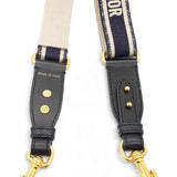 Christian Dior Adjustable Shoulder Strap with Ring Black Paris Embroidery 