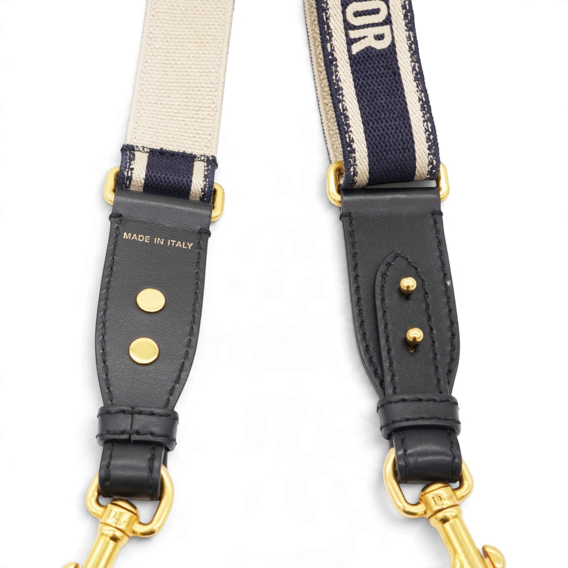 Christian Dior Adjustable Shoulder Strap with Ring Black Paris Embroidery 