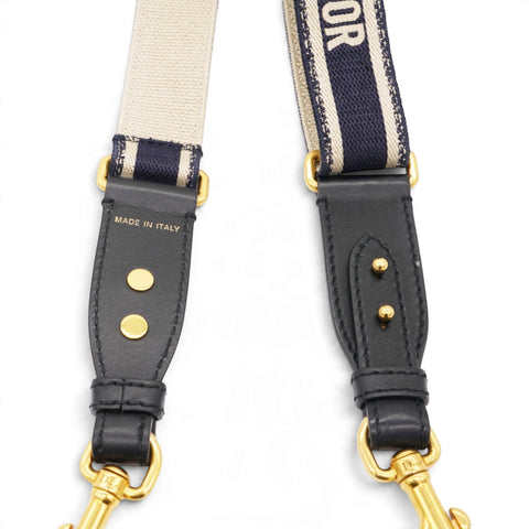 Christian Dior Adjustable Shoulder Strap with Ring Black Paris Embroidery 