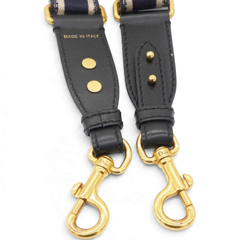 Christian Dior Adjustable Shoulder Strap with Ring Black Paris Embroidery 