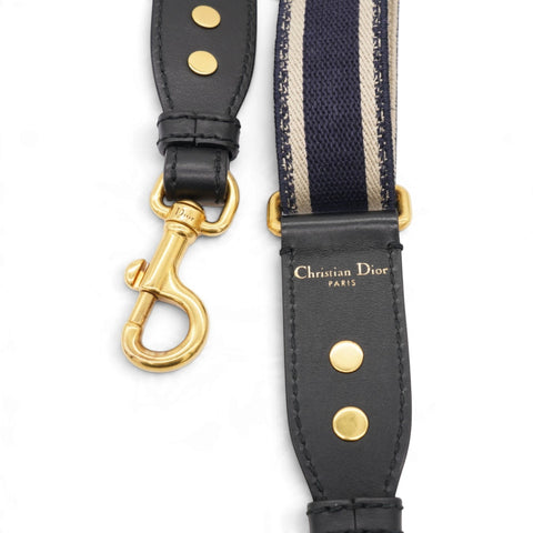 Christian Dior Adjustable Shoulder Strap with Ring Black Paris Embroidery 