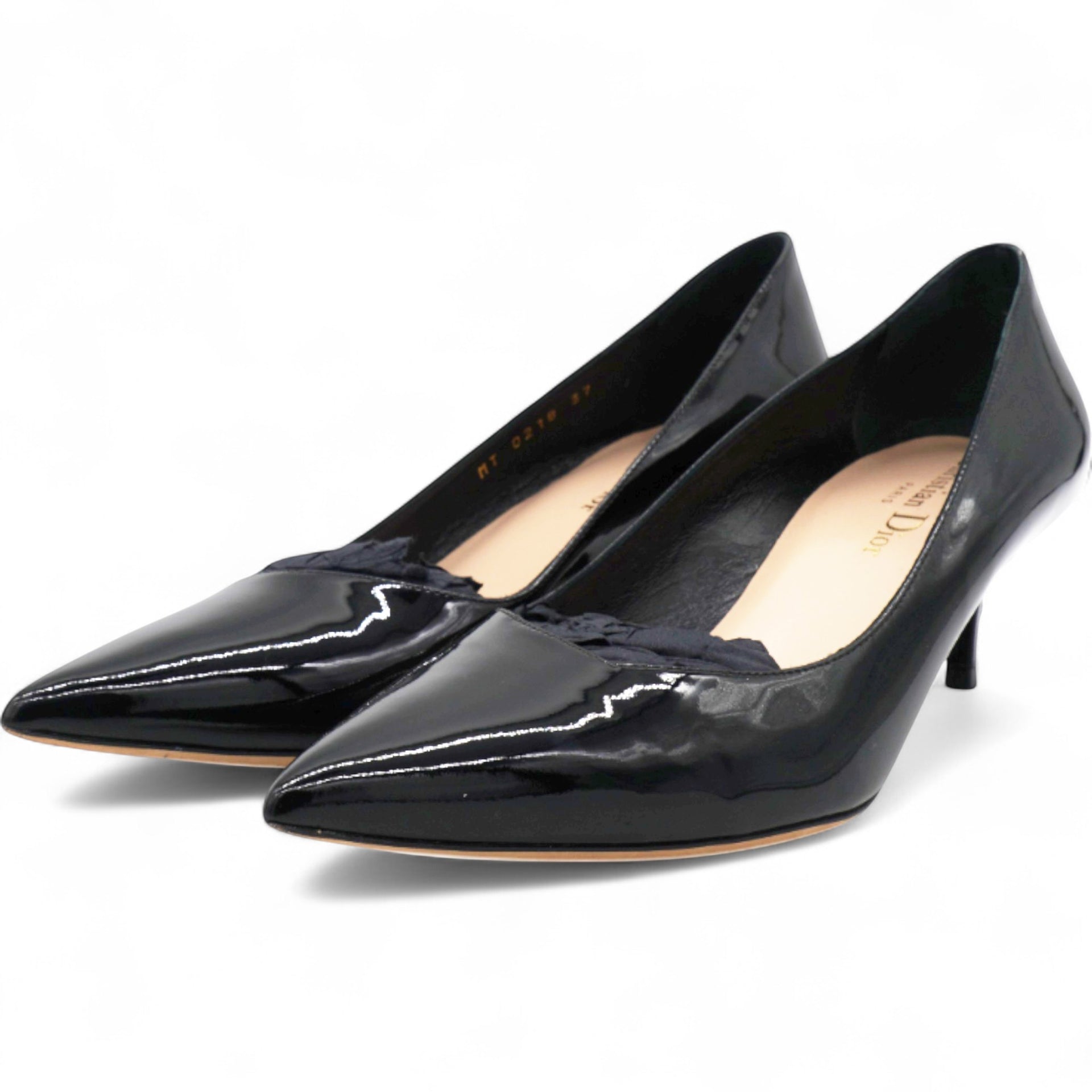 Christian Dior Black Patent Leather Pointed Toe Pumps Size37 