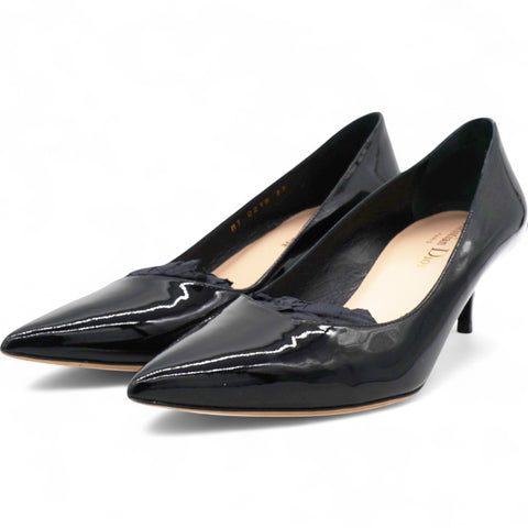 Christian Dior Black Patent Leather Pointed Toe Pumps Size37 