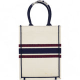 Christian Dior  Canvas Embroidered I Love Paris Vertical Book Tote White Mini 