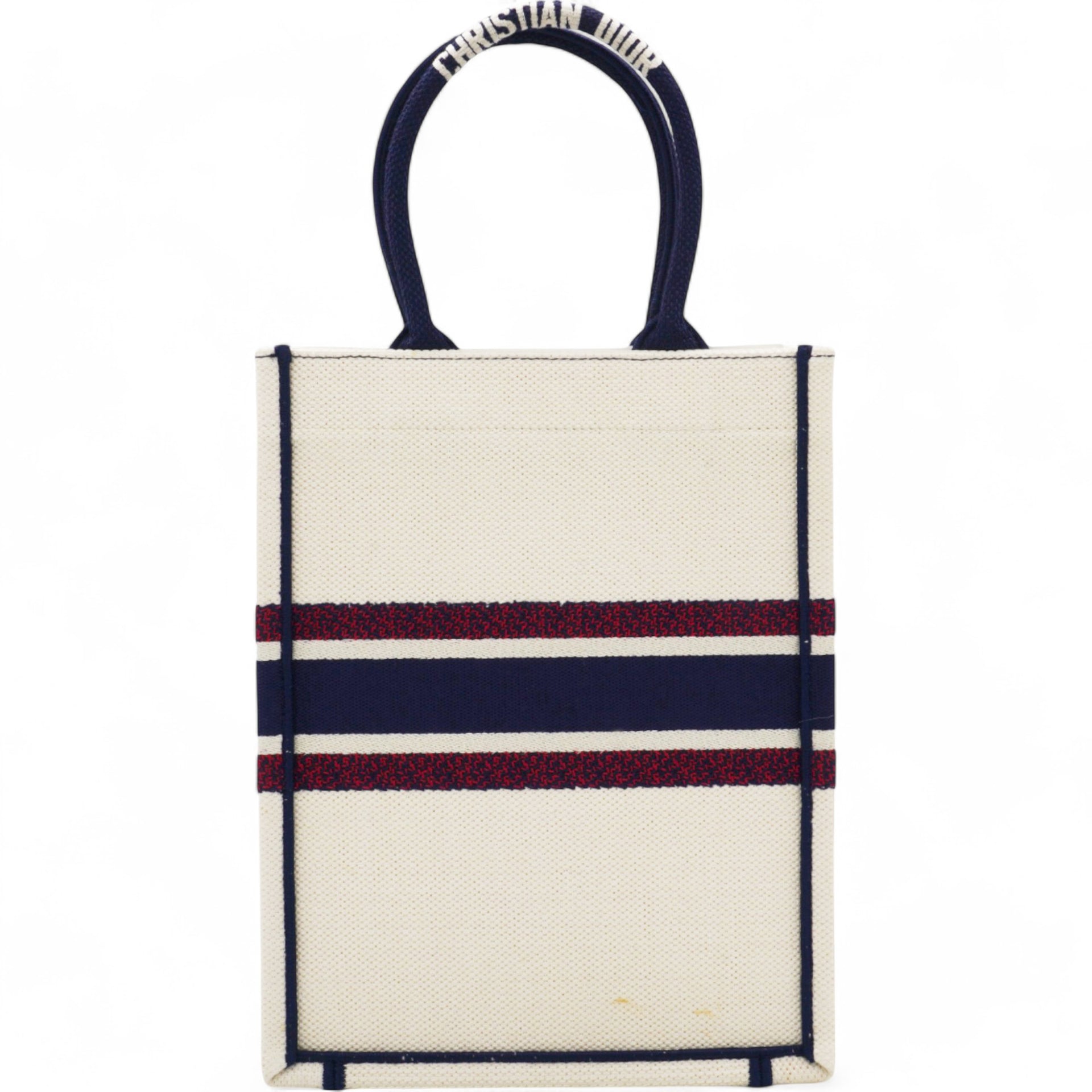 Christian Dior  Canvas Embroidered I Love Paris Vertical Book Tote White Mini 