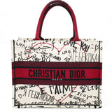  Christian Dior Canvas Embroidered Medium Dioramour Graffiti Book Tote Latte Multicolor 