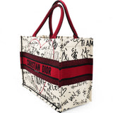  Christian Dior Canvas Embroidered Medium Dioramour Graffiti Book Tote Latte Multicolor 