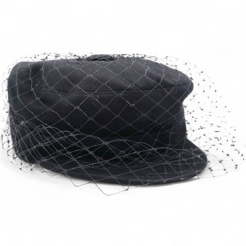 Christian Dior Cotton Canvas Arty Cap with Veil Black Size57 