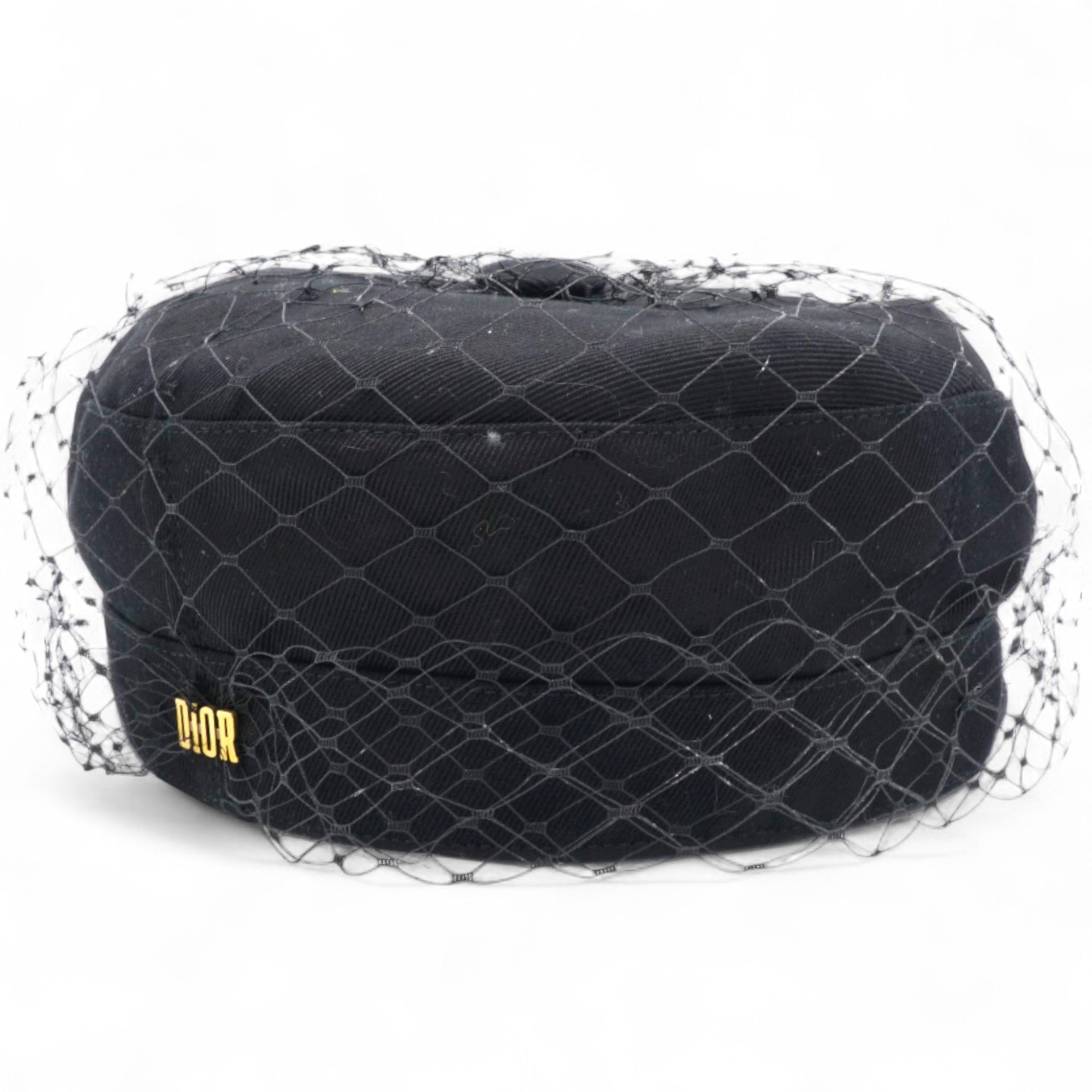 Christian Dior Cotton Canvas Arty Cap with Veil Black Size57 