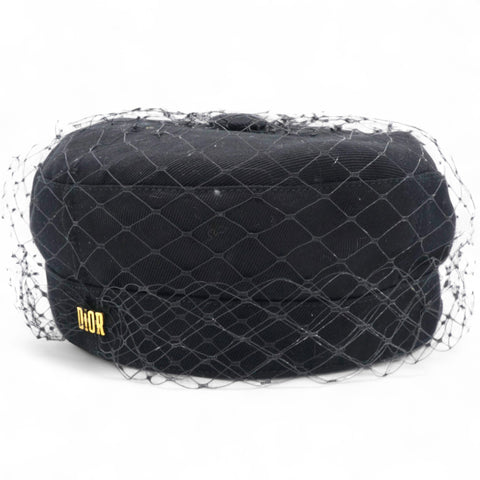 Christian Dior Cotton Canvas Arty Cap with Veil Black Size57 