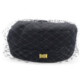 Christian Dior Cotton Canvas Arty Cap with Veil Black Size57 