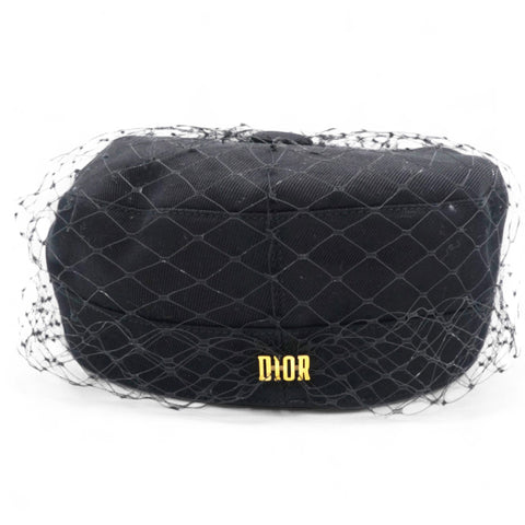 Christian Dior Cotton Canvas Arty Cap with Veil Black Size57 