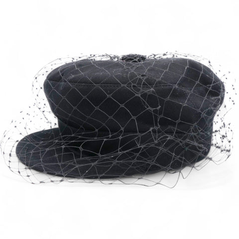 Christian Dior Cotton Canvas Arty Cap with Veil Black Size57 