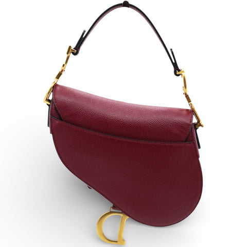 Christian Dior Grained Calfskin Mini Saddle Bag Red