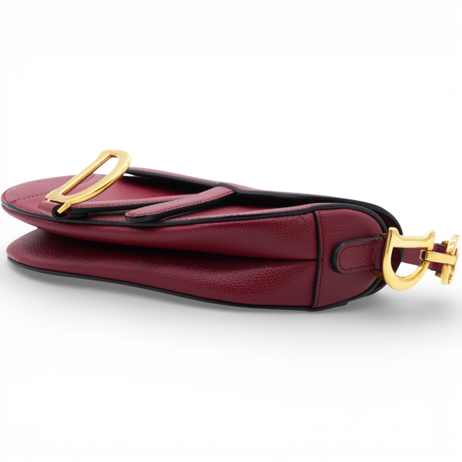 Christian Dior Grained Calfskin Mini Saddle Bag Red