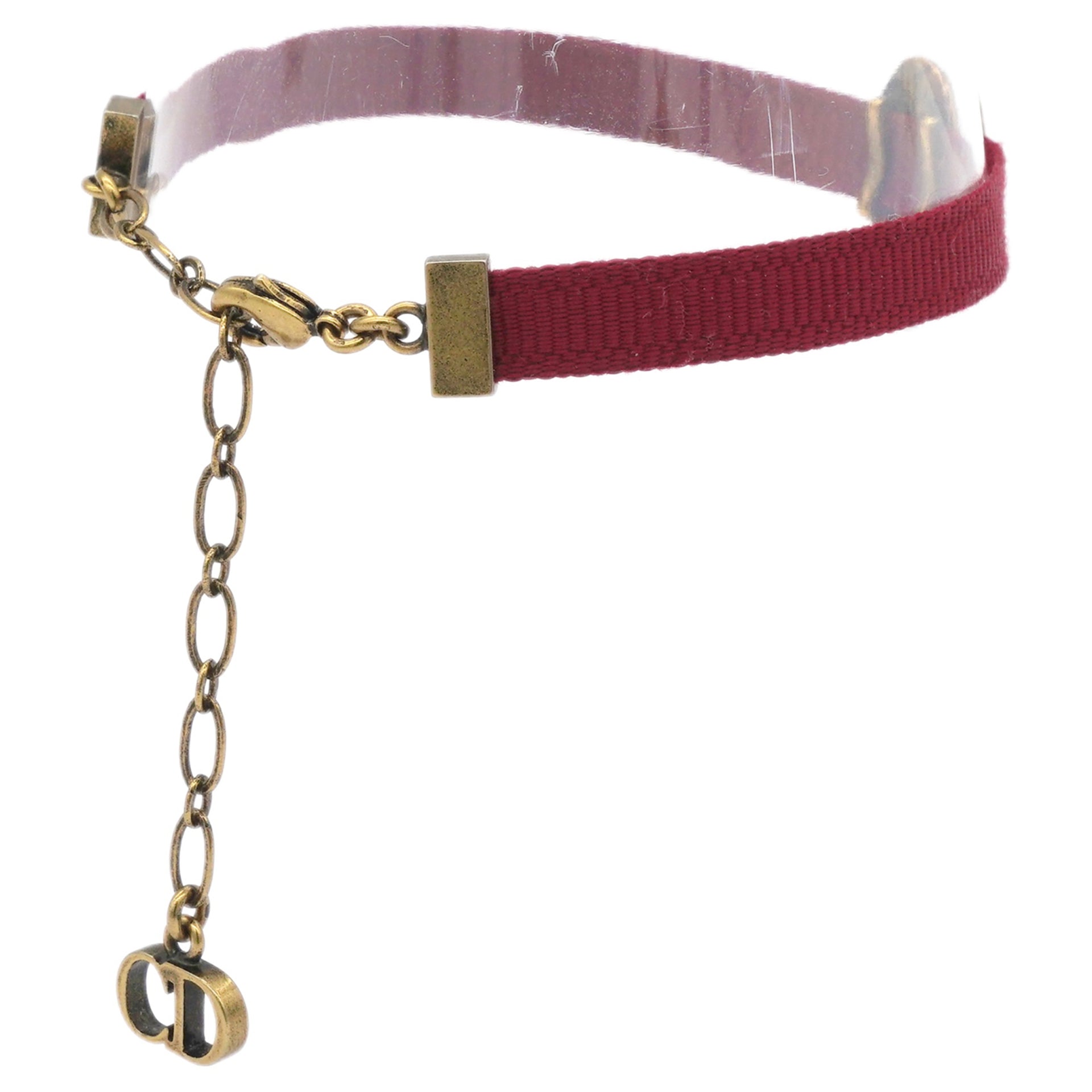 Christian Dior  Grosgrain Ribbon Dog Star Bracelet Red 