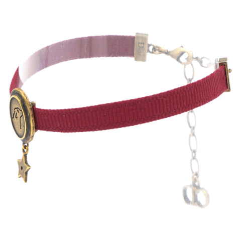 Christian Dior  Grosgrain Ribbon Dog Star Bracelet Red 
