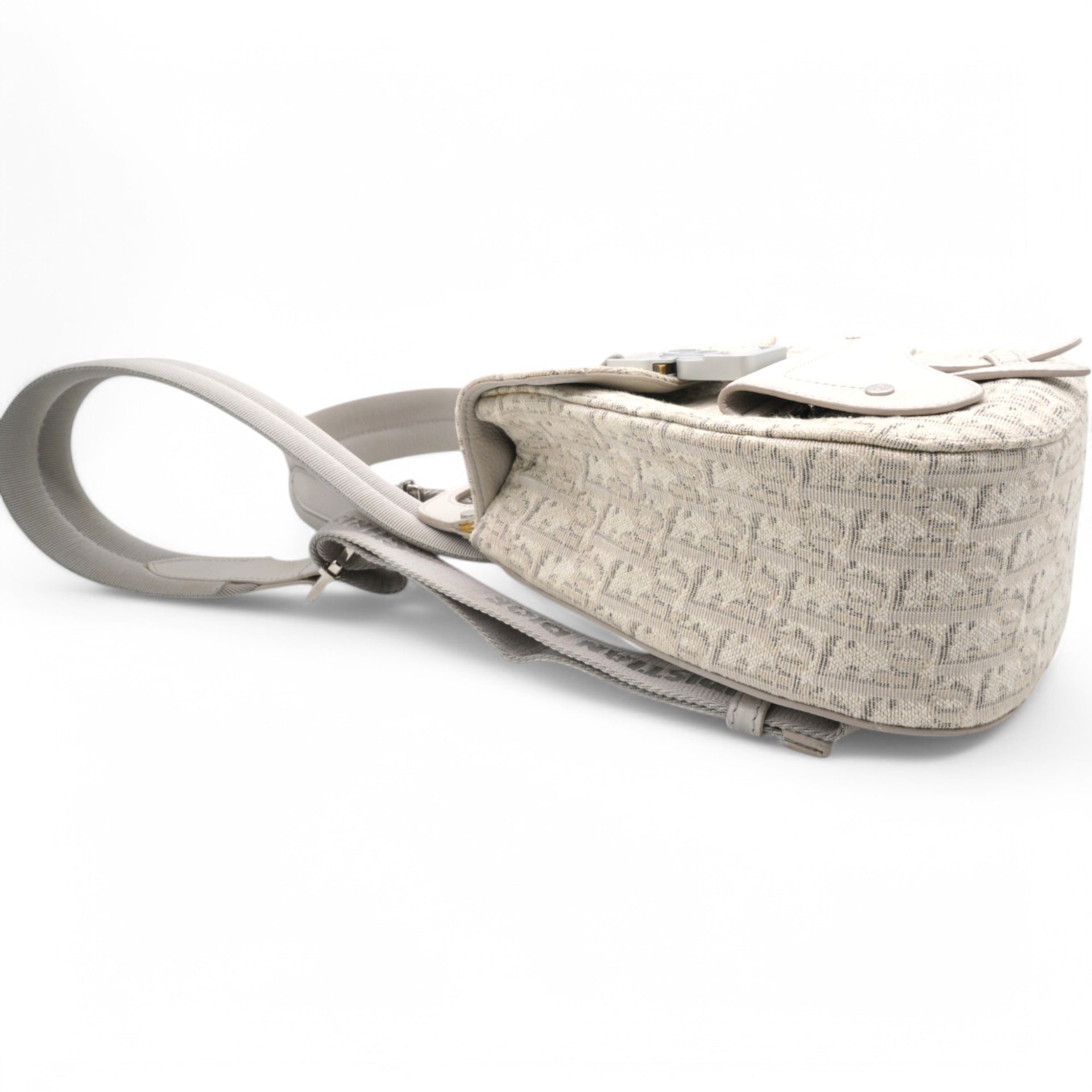 Christian Dior HOMME Oblique Jacquard Calfskin Mini Saddle Backpack Beige 