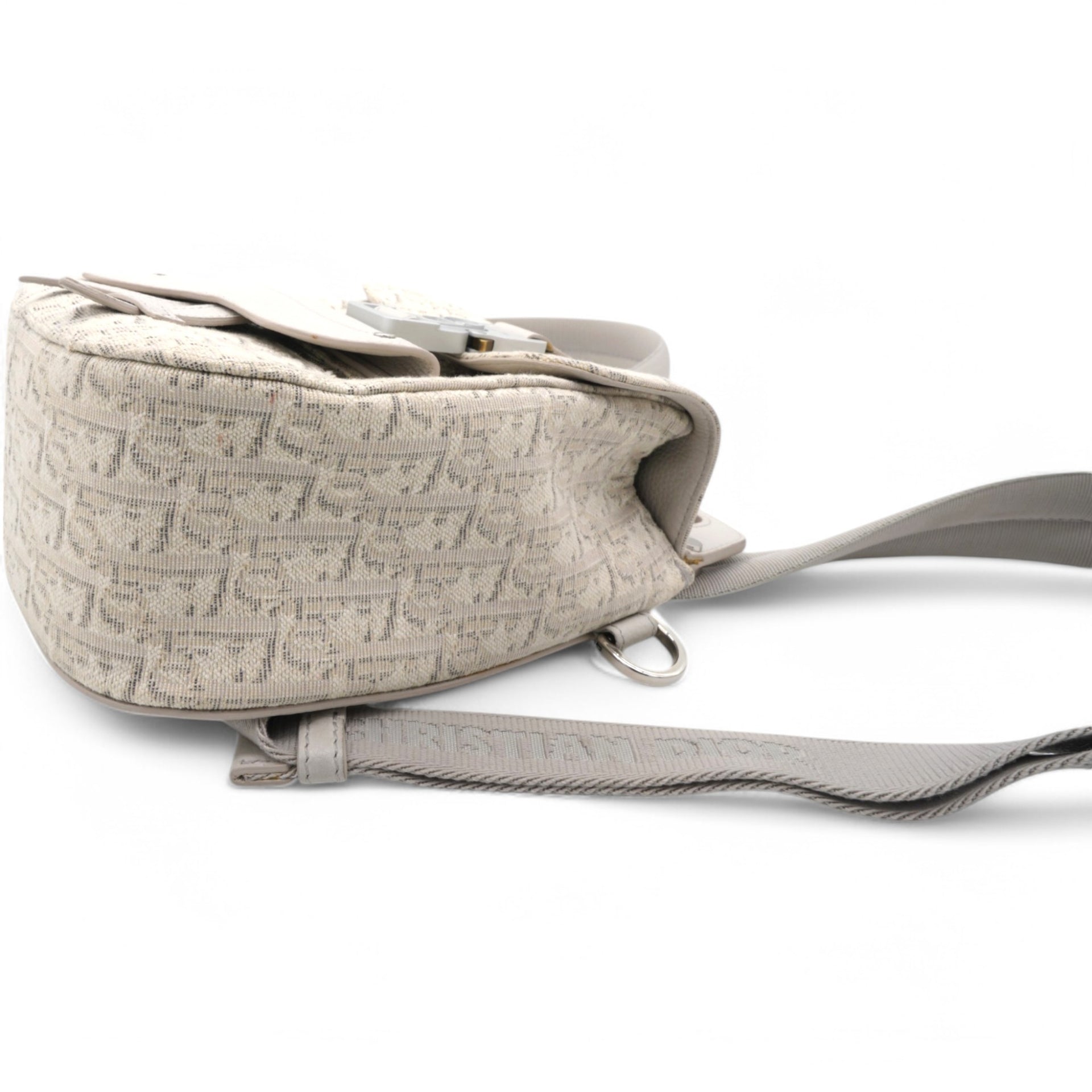 Christian Dior HOMME Oblique Jacquard Calfskin Mini Saddle Backpack Beige 