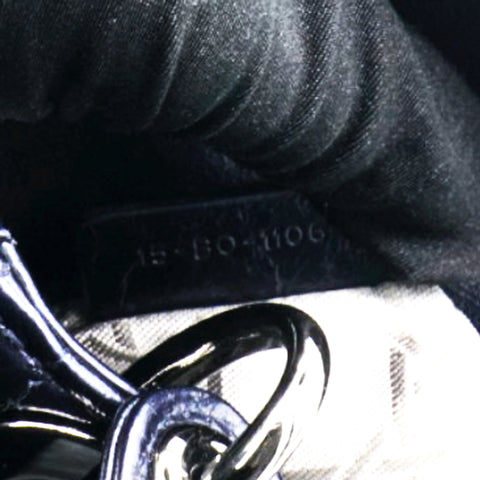 Christian Dior Metallic Lambskin Cannage Mini Lady Dior Dew Bleu 