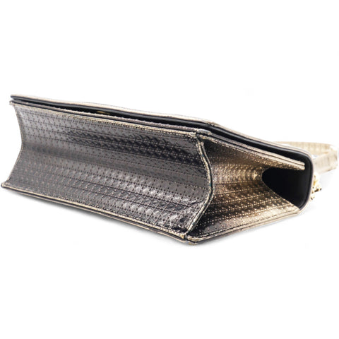  Christian Dior Metallic Patent Micro-Cannage Gradient Diorama Flap Bag Bronze Gold 