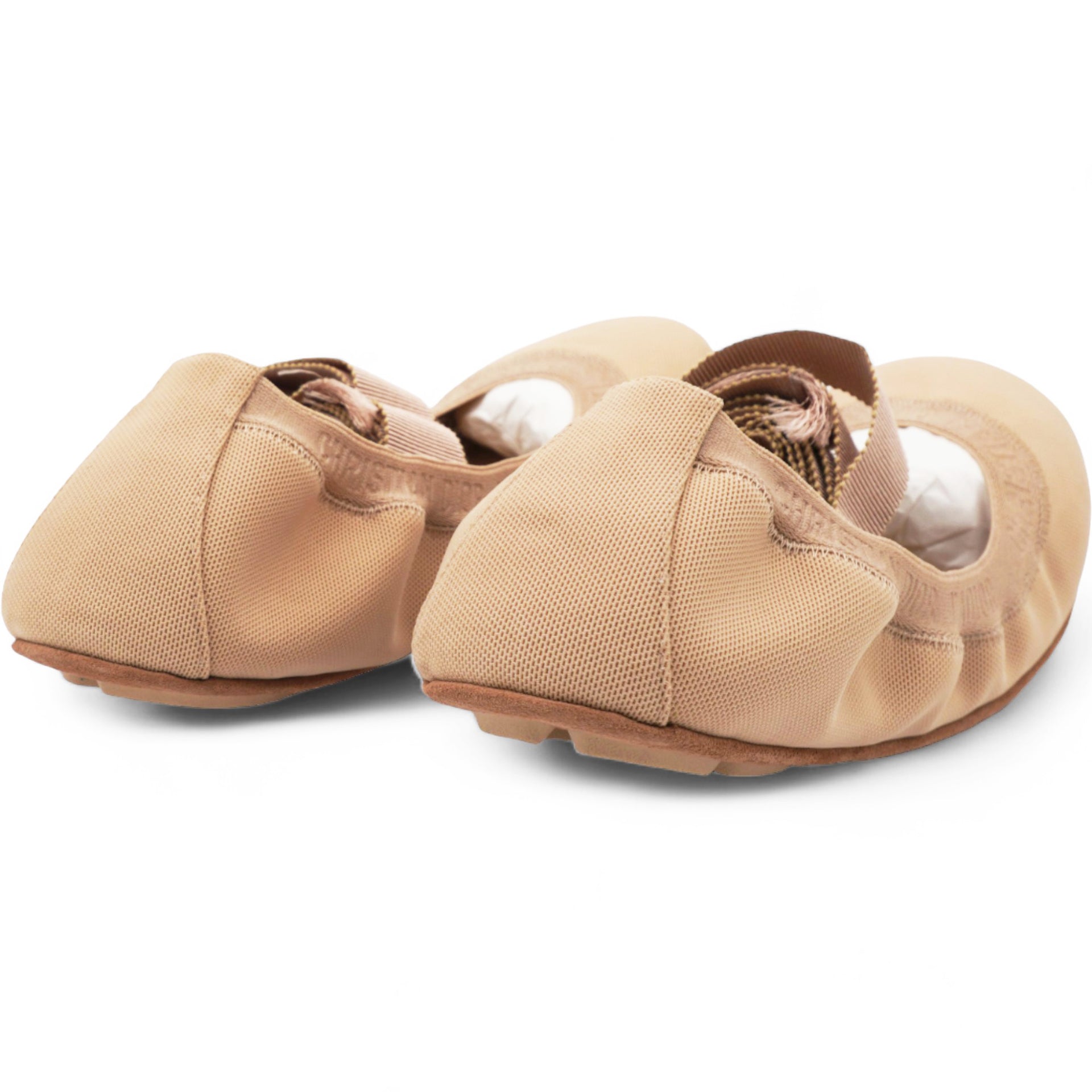 Christian Dior Micro Mesh Academy Lace-Up Ballerina Flats Nude 38.5 