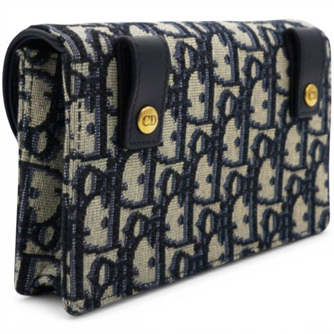 Christian Dior Oblique Saddle Belt Bag Blue 