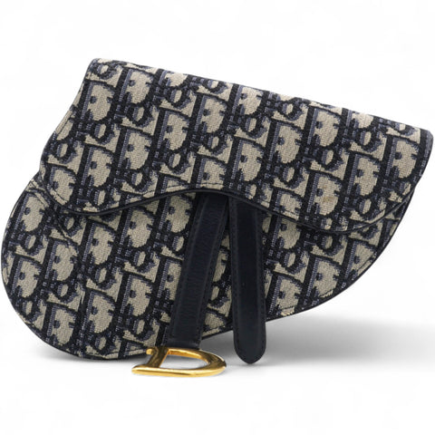 Christian Dior Oblique Saddle Belt Pouch Blue 