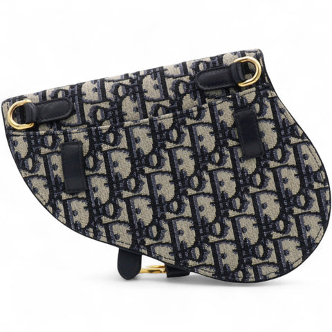 Christian Dior Oblique Saddle Belt Pouch Blue 