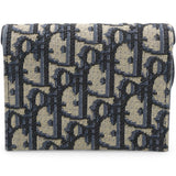 Christian Dior Oblique Saddle Card Holder Blue 