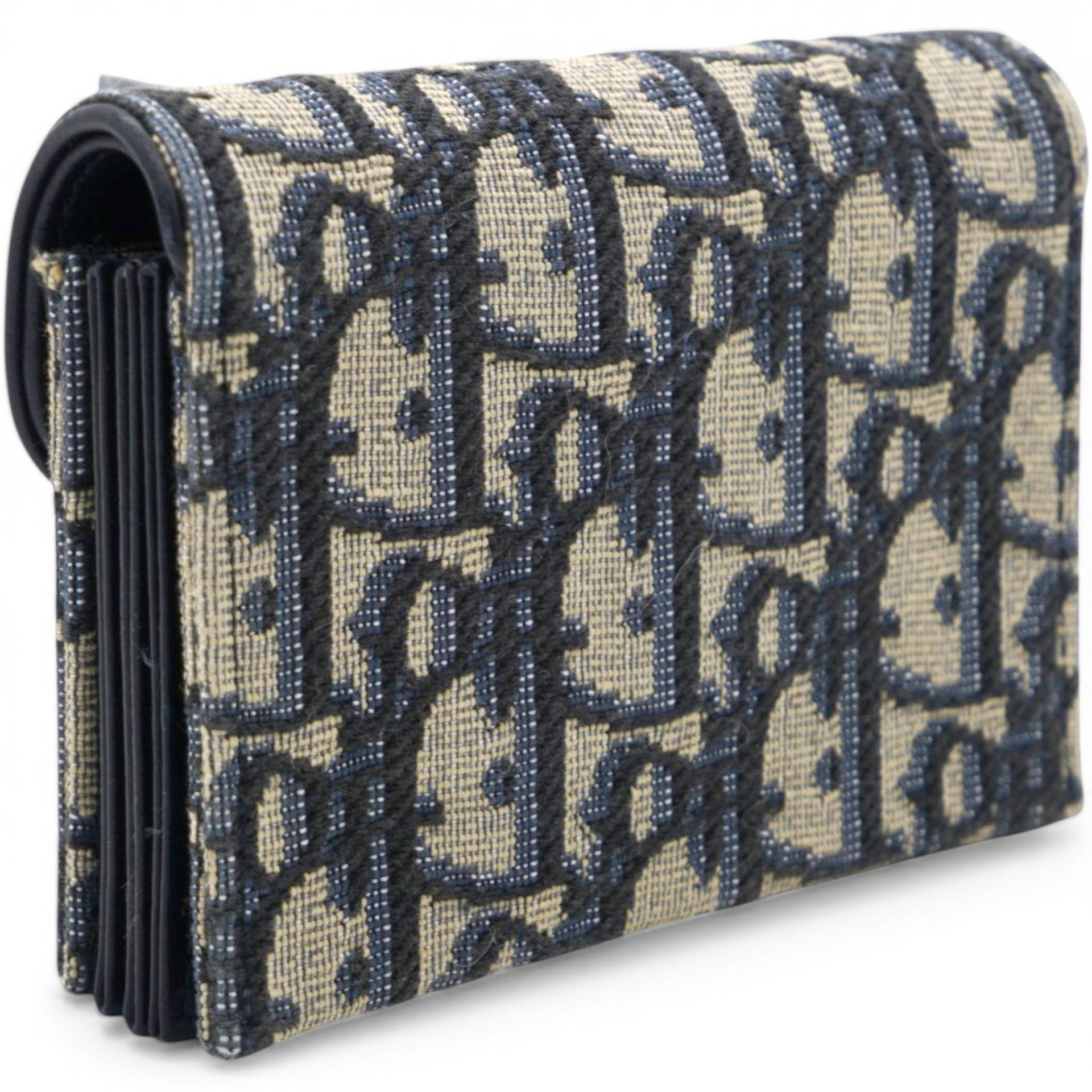 Christian Dior Oblique Saddle Card Holder Blue 