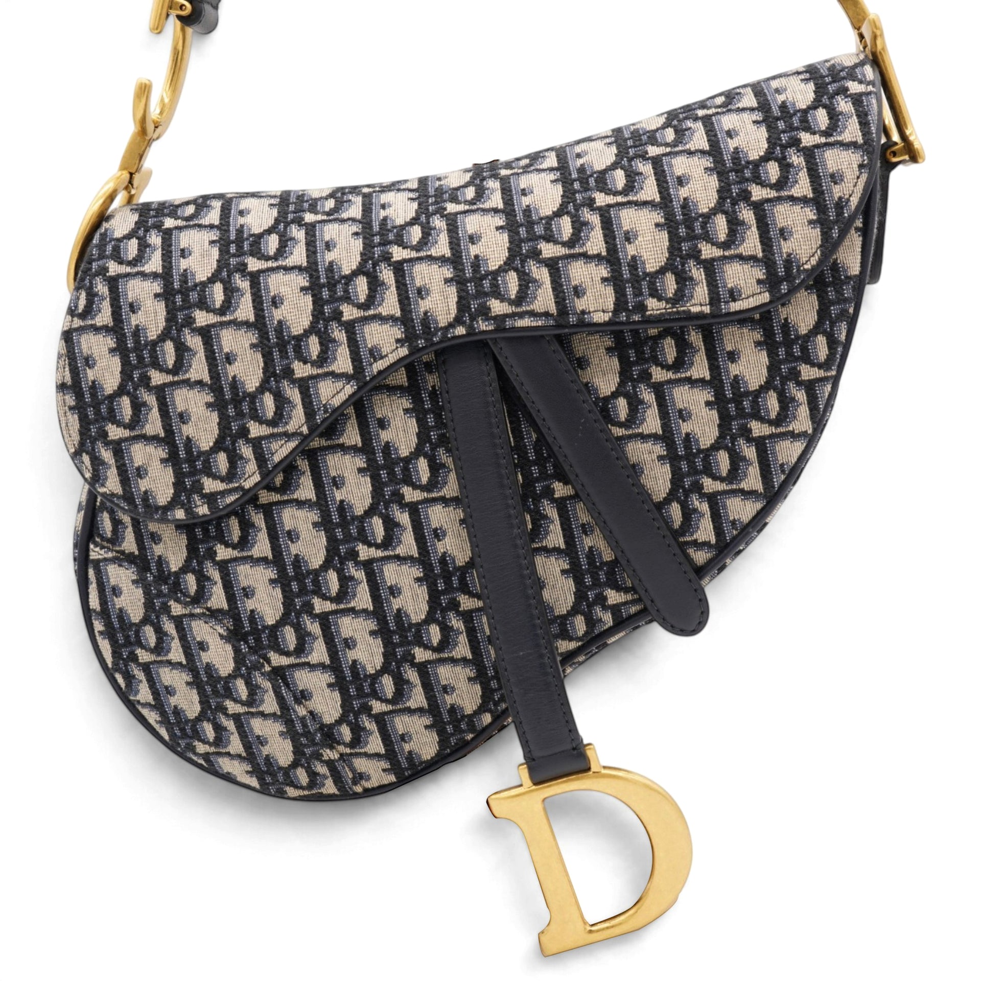 Christian Dior Oblique Saddle Medium Bag Blue 