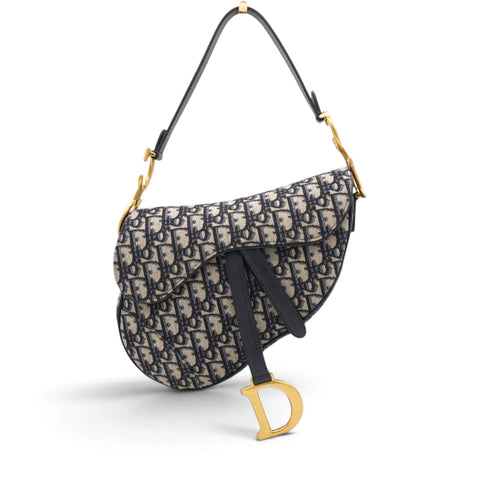 Christian Dior Oblique Saddle Medium Bag Blue 