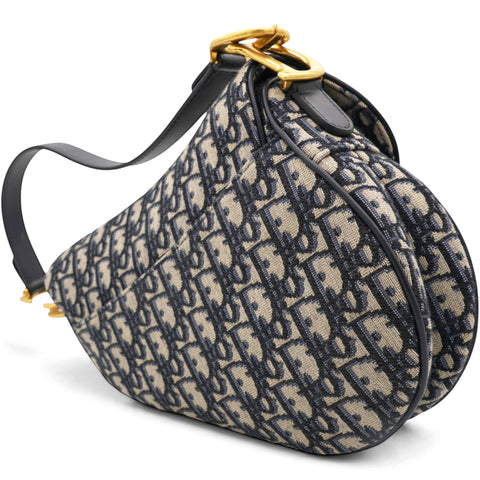 Christian Dior Oblique Saddle Medium Bag Blue 