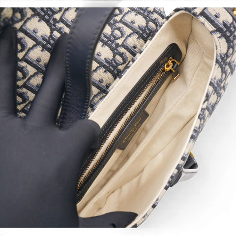 Christian Dior Oblique Saddle Medium Bag Blue 