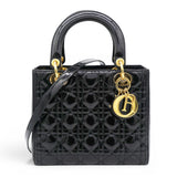 Christian Dior Patent Cannage Medium Lady Dior Black