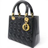 Christian Dior Patent Cannage Medium Lady Dior Black 