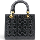 Christian Dior Patent Cannage Medium Lady Dior Black 