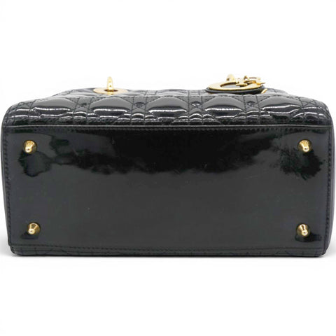 Christian Dior Patent Cannage Medium Lady Dior Black 