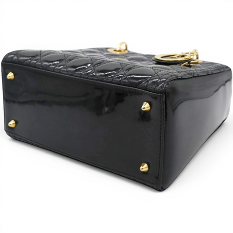 Christian Dior Patent Cannage Medium Lady Dior Black 
