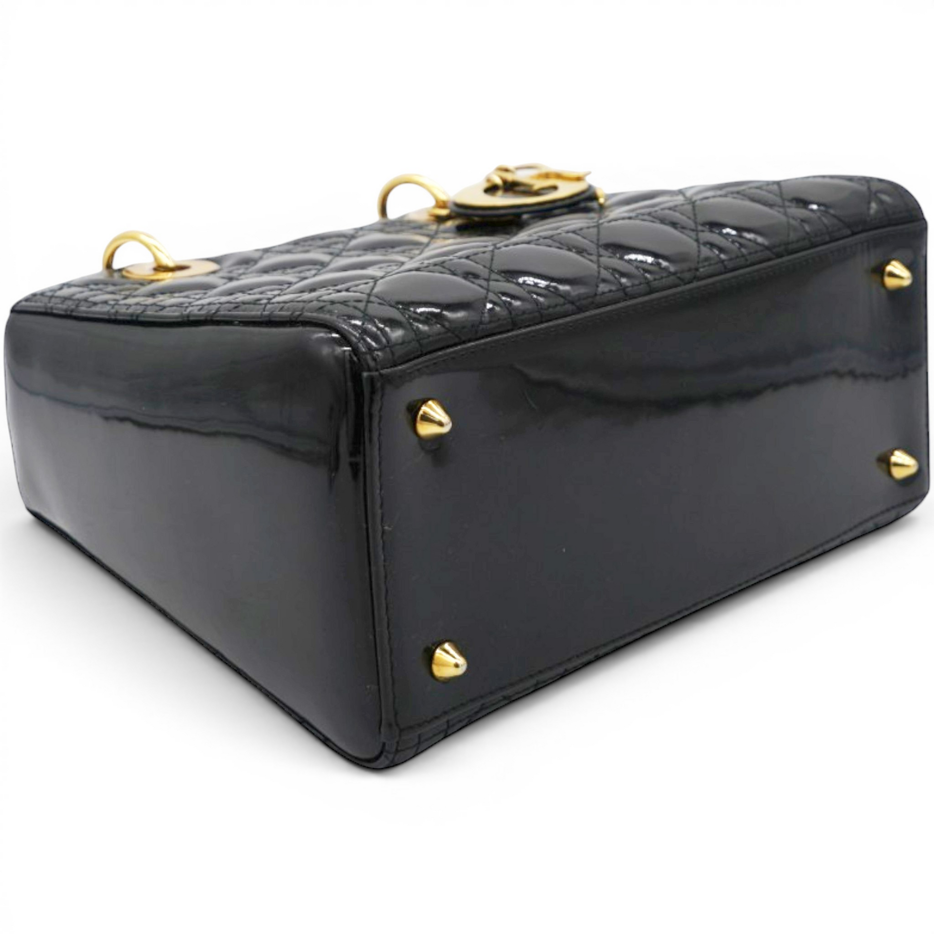 Christian Dior Patent Cannage Medium Lady Dior Black 