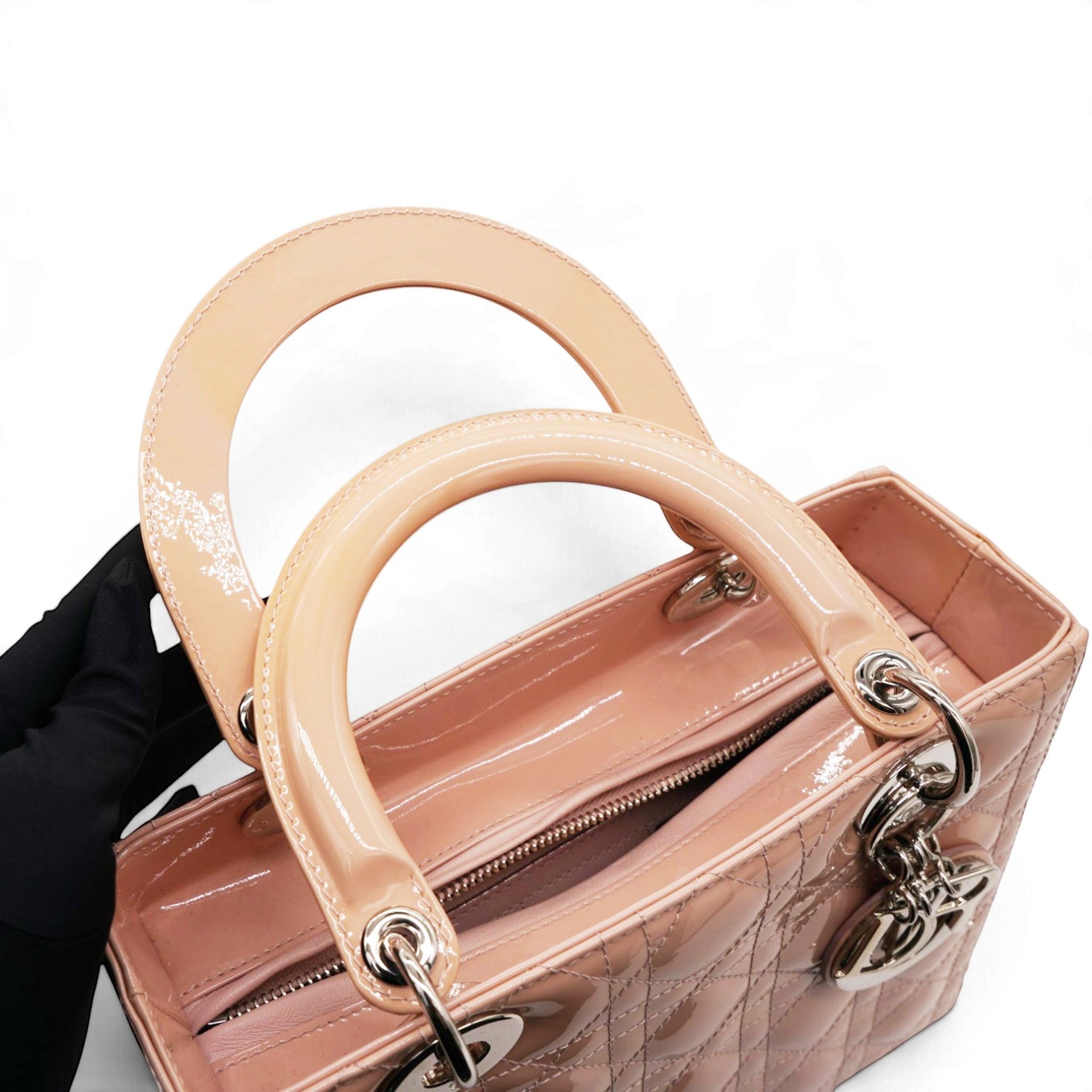 Christian Dior Patent Cannage Medium Lady Dior Light Pink 